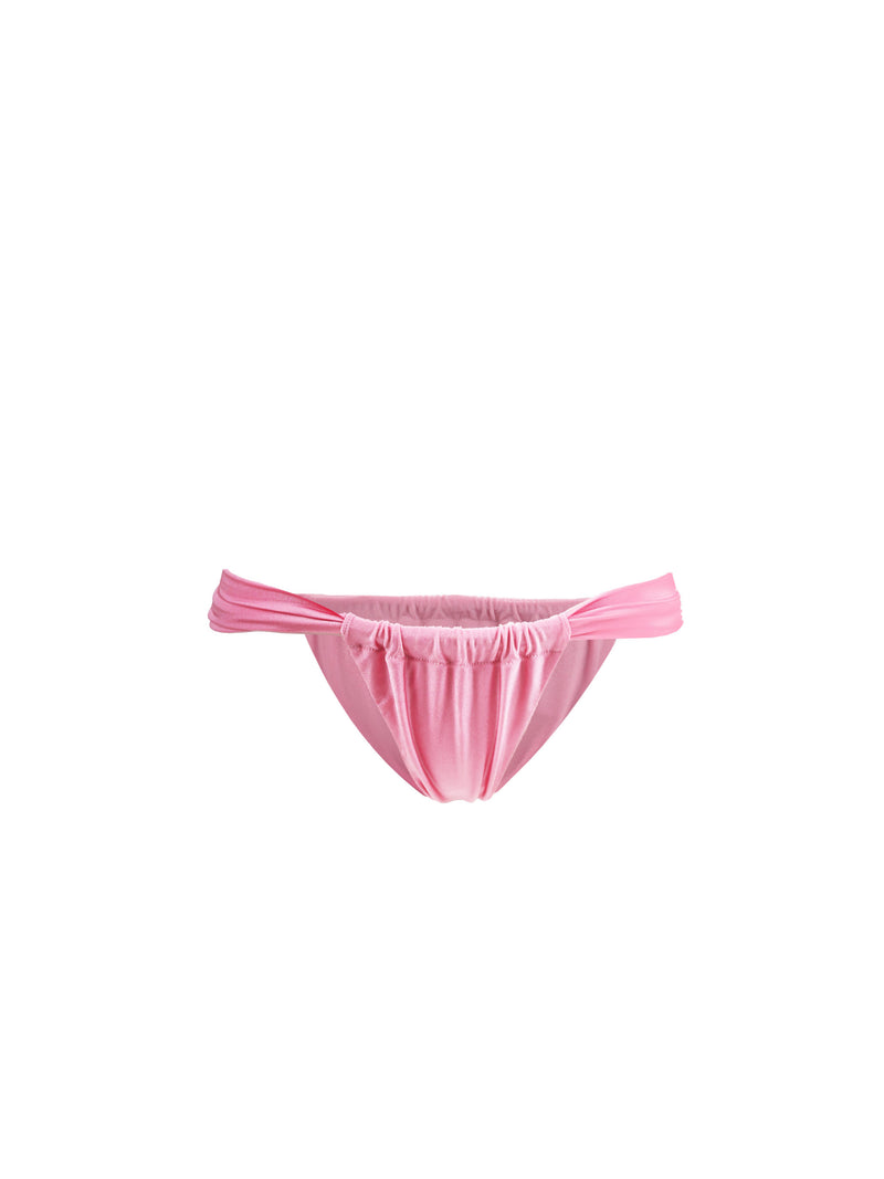 Woman pink cheeky swim briefs