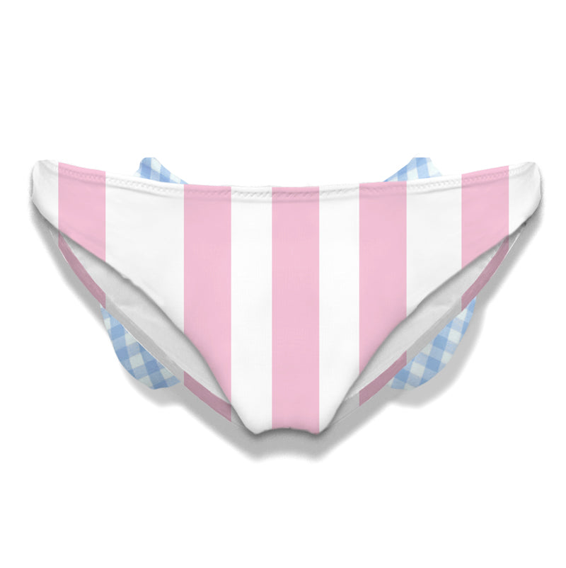 Slip da bagno da bambina con fiocco vichy