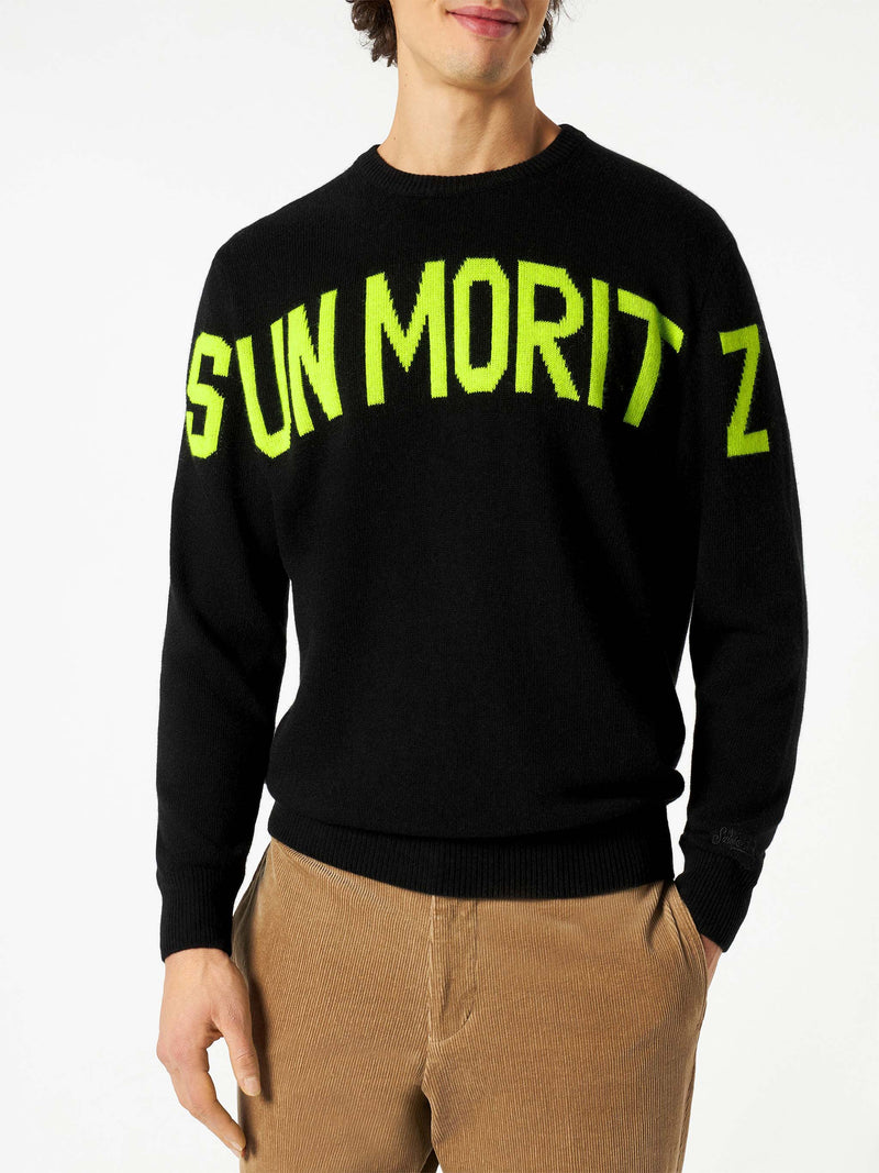 Maglione nero da uomo con jacquard Sun Mortiz