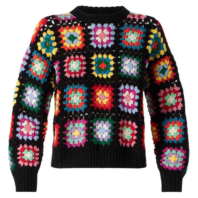 Woman multicolor crochet sweater