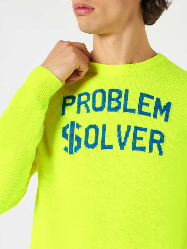 Maglia da uomo giallo fluo con stampa Problem $olver