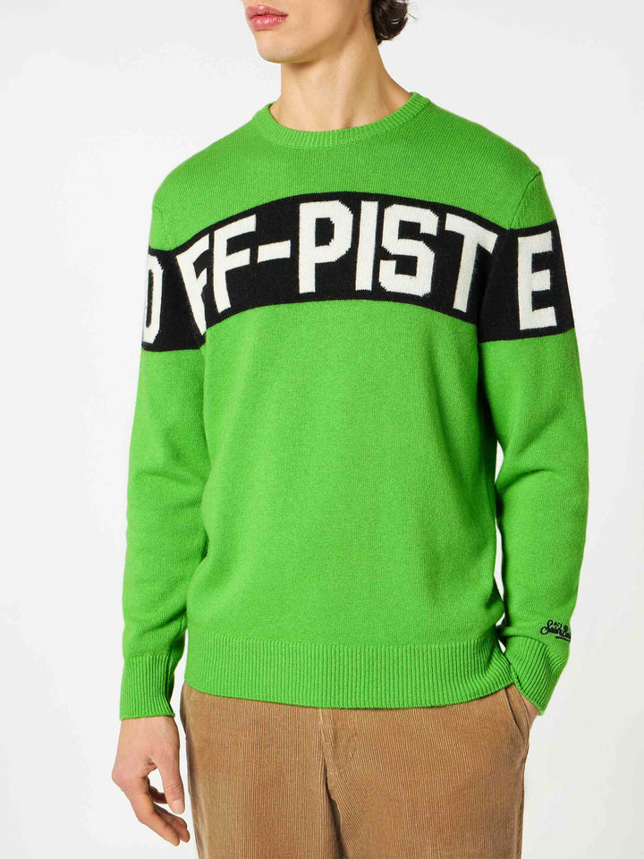 Maglione da uomo verde fluo con scritta Off-Piste