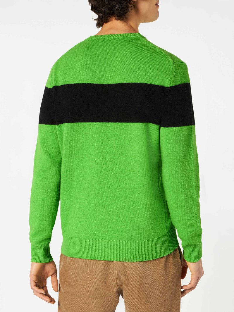 Man fluo green sweater with Off-Piste lettering