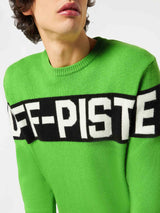 Maglione da uomo verde fluo con scritta Off-Piste