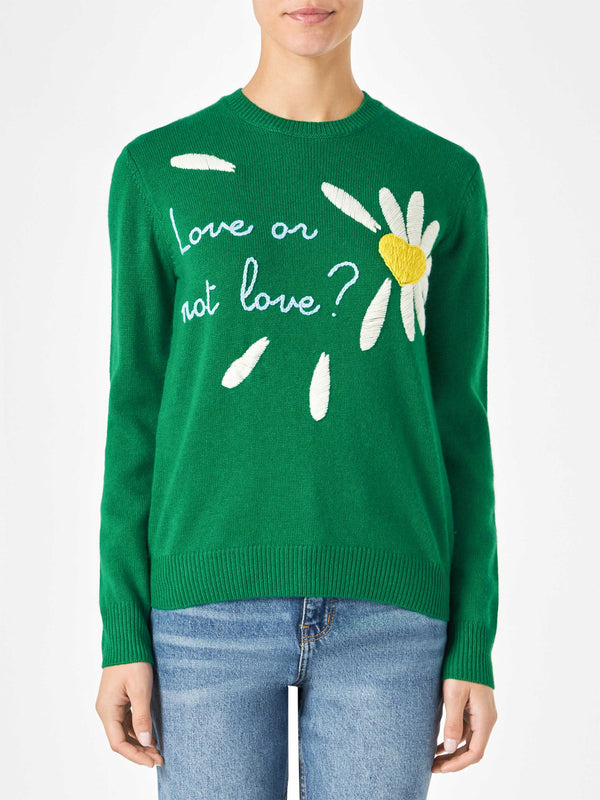 Woman brushed sweater with daisy print