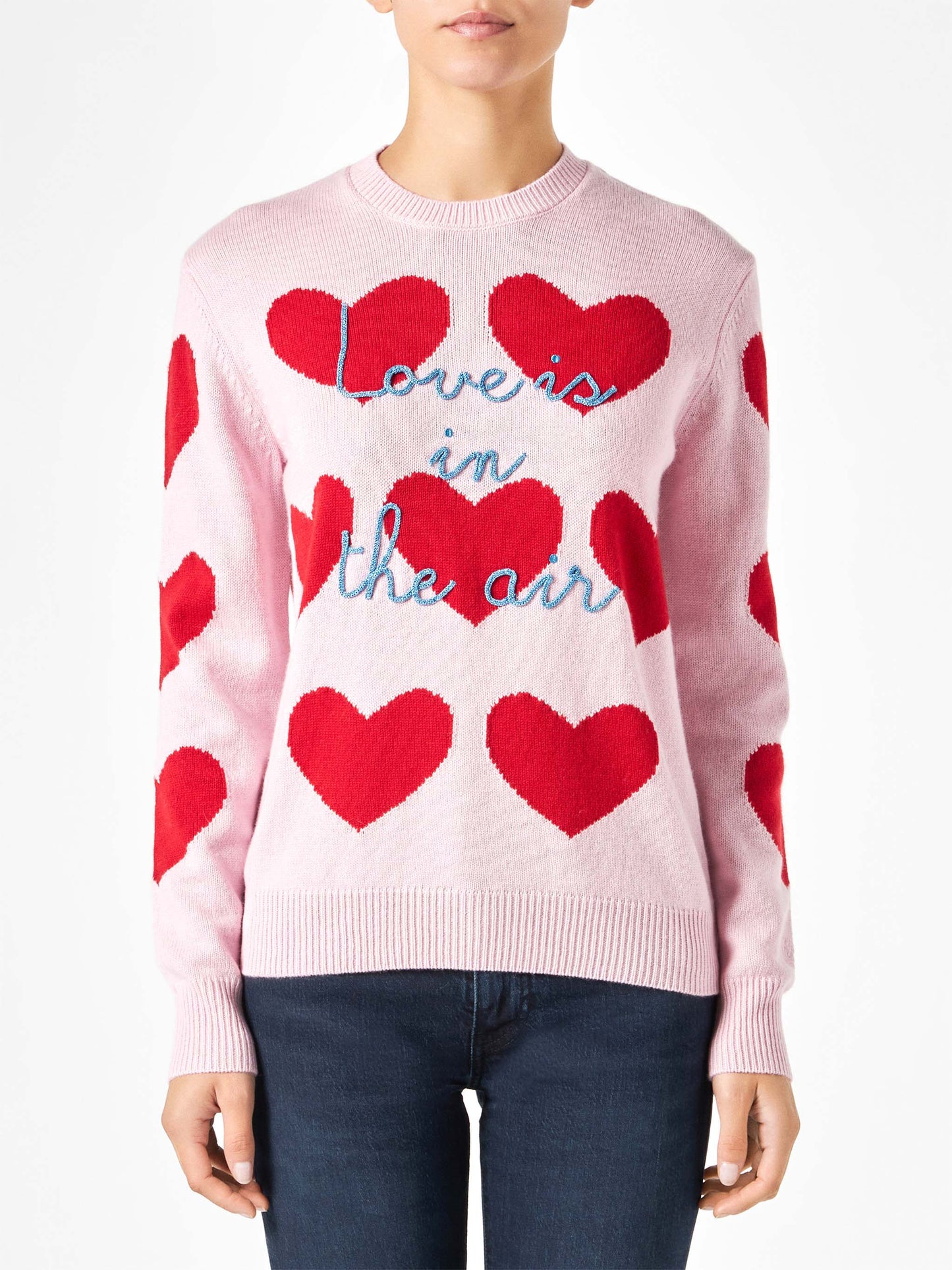 Maglione da donna con stampa cuori