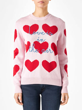 Maglione da donna con stampa cuori