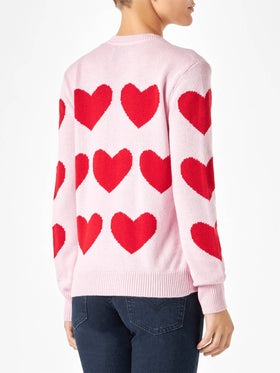 Maglione da donna con stampa cuori