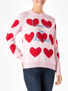 Maglione da donna con stampa cuori