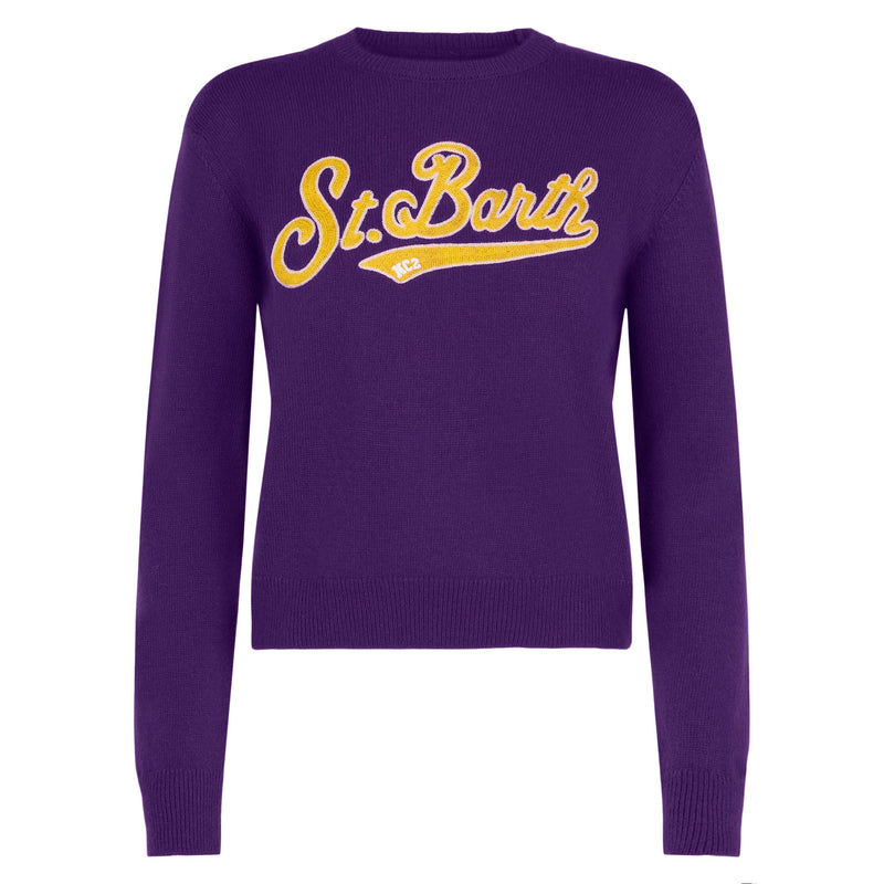 Woman purple cropped sweater