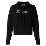 Kurz geschnittener Kapuzenpullover aus Strick mit St. Barth-Stickerei