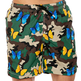 Light fabric man swim shorts butterfly and camouflage print - MC2 Saint Barth