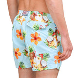 Herren-Badeshorts aus leichtem Stoff mit Kokosnuss- und Ananas-Print