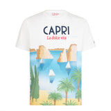 T-shirt da uomo in cotone con stampa cartolina Capri