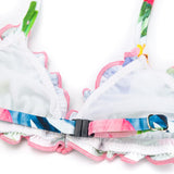 Bikini da bambina a triangolo con stampa tropicale