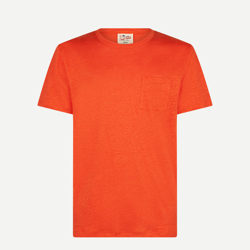 Herren-T-Shirt aus orangefarbenem Leinenjersey