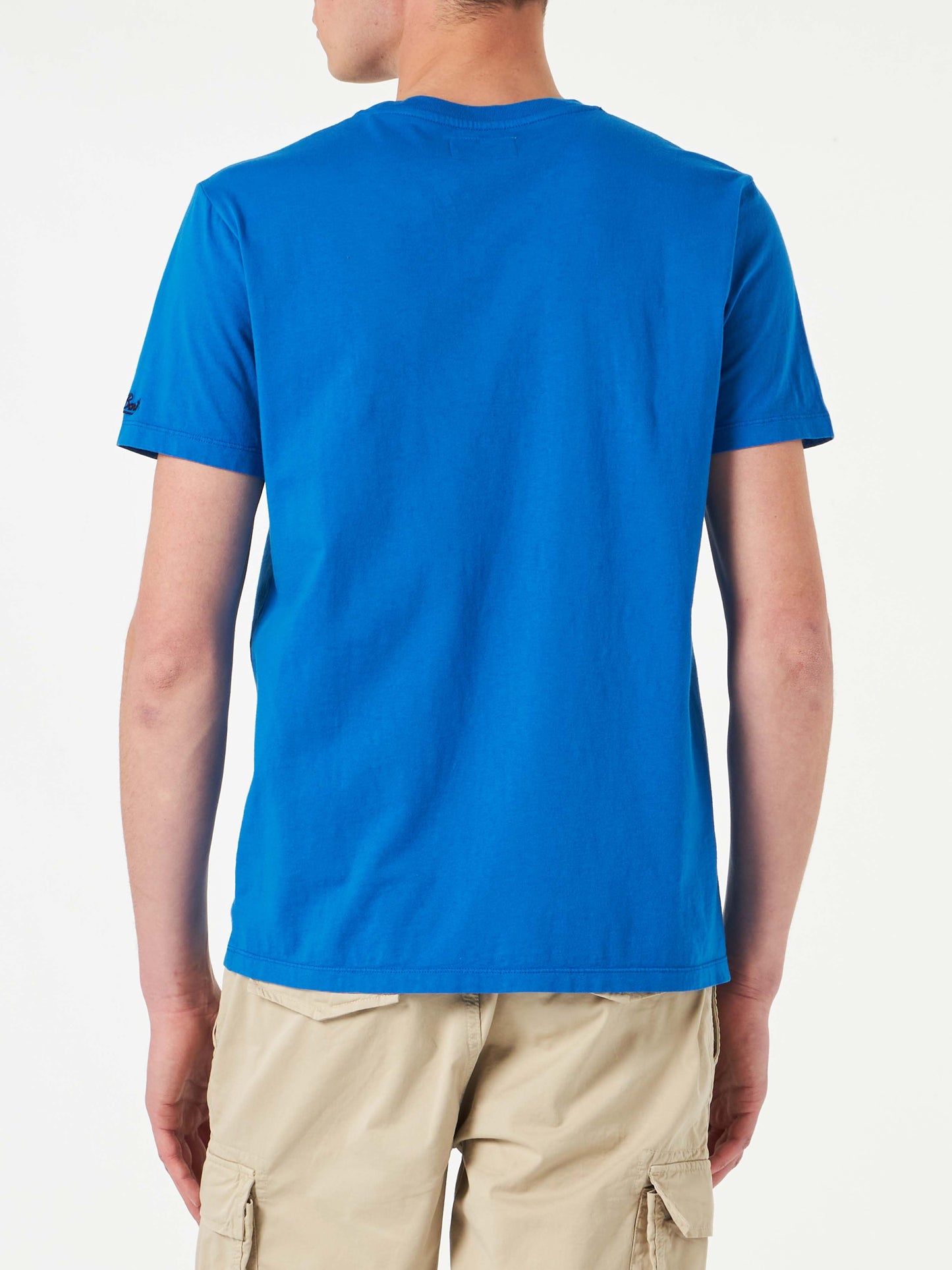 T-shirt da uomo in cotone trattamento vintage con stampa St. Barth Padel Club