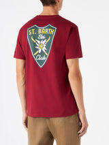 T-shirt da uomo bordeaux con stampa