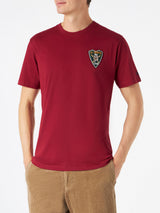 T-shirt da uomo bordeaux con stampa