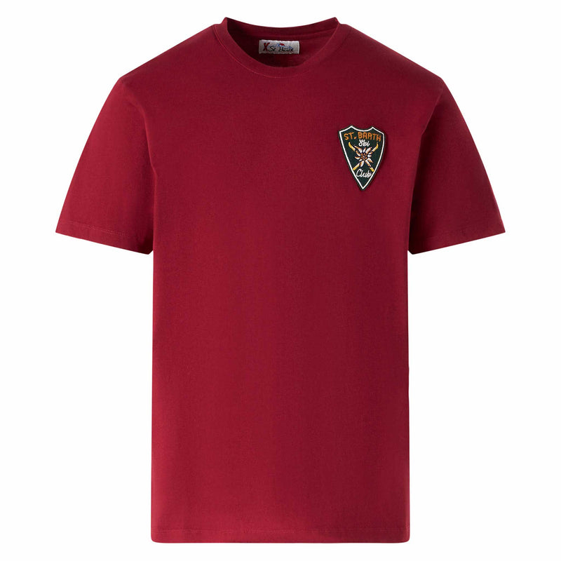 T-shirt da uomo bordeaux con stampa