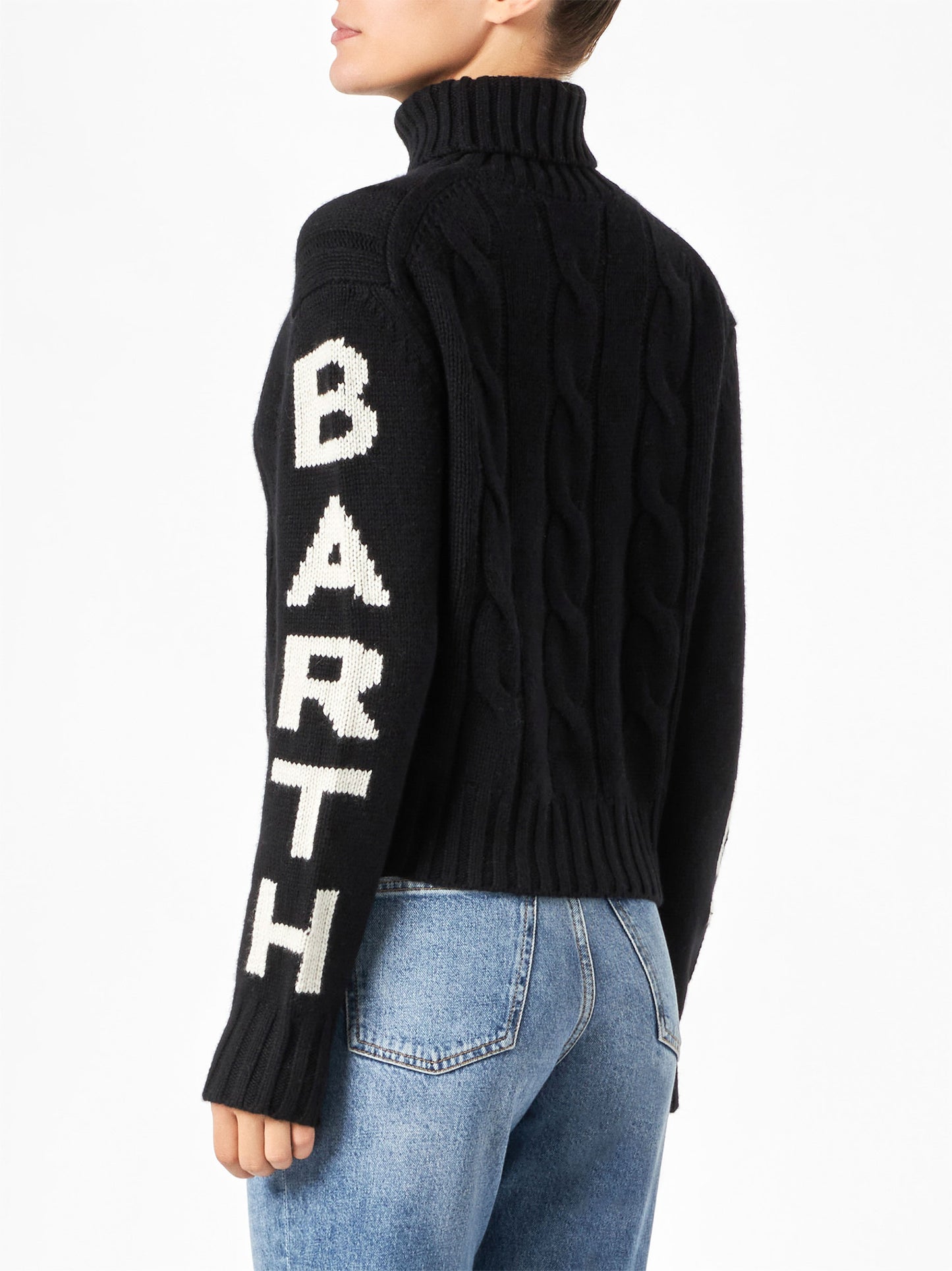 Woman black turtleneck braided sweater - MC2 Saint Barth