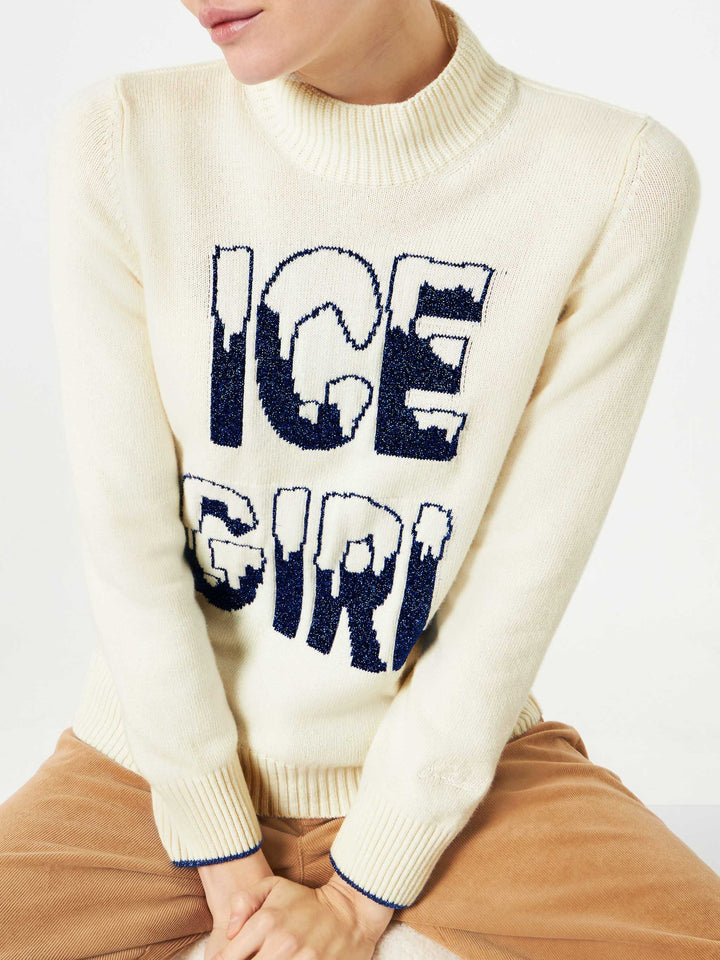 Maglione mezzo dolcevita Ice Girl grafica lurex