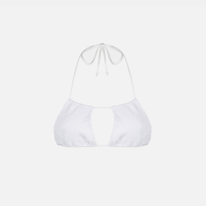 Weißes Crinkle-Bandeau-Top für Damen