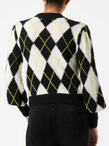 Woman brushed sweater with argyle pattern