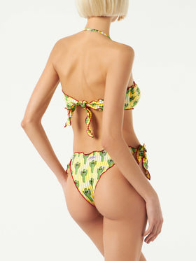 Bikini donna a fascia con stampa cactus