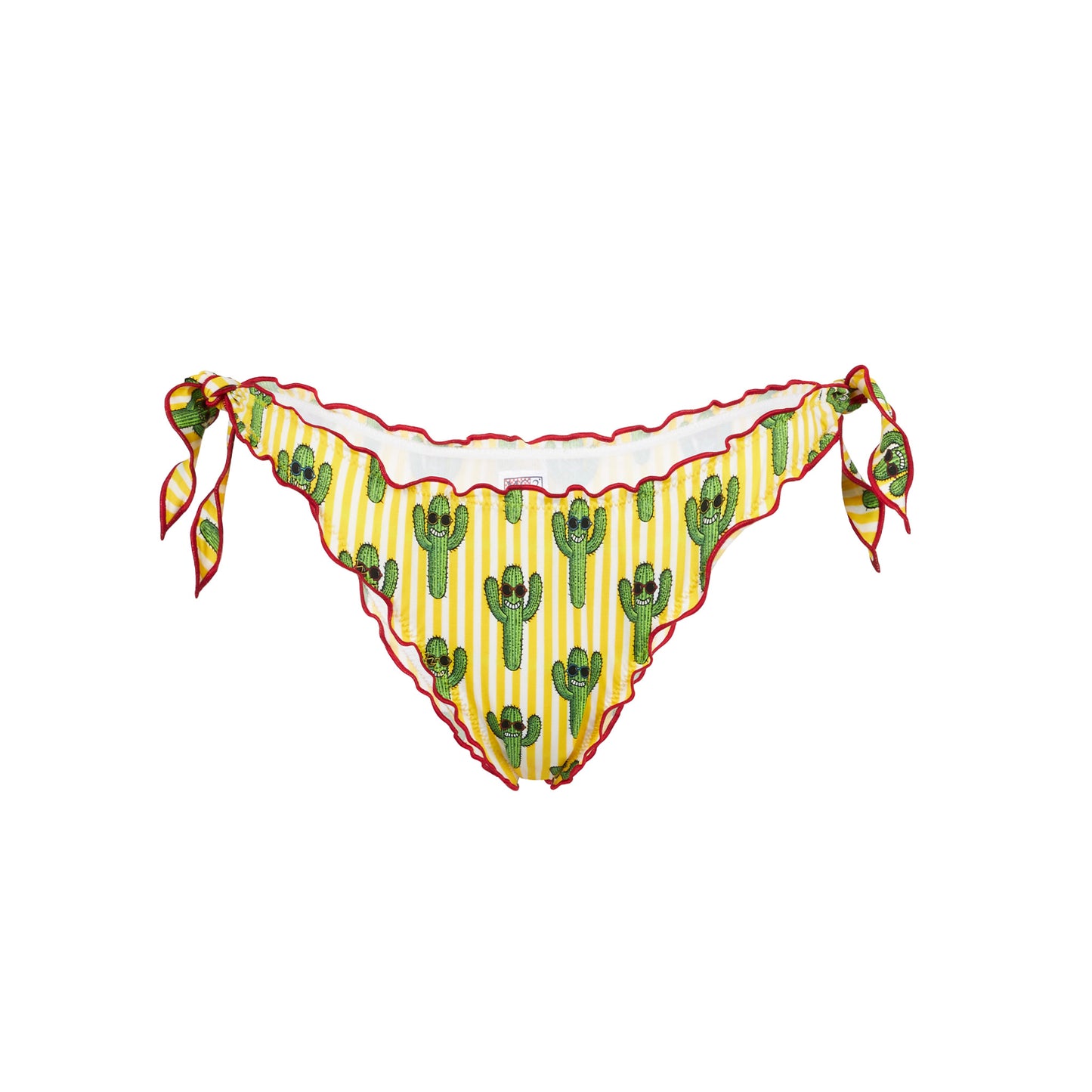 Woman ruffled cheeky swim briefs with cactus print