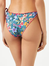 Woman ruffled swim briefs with butterfly print