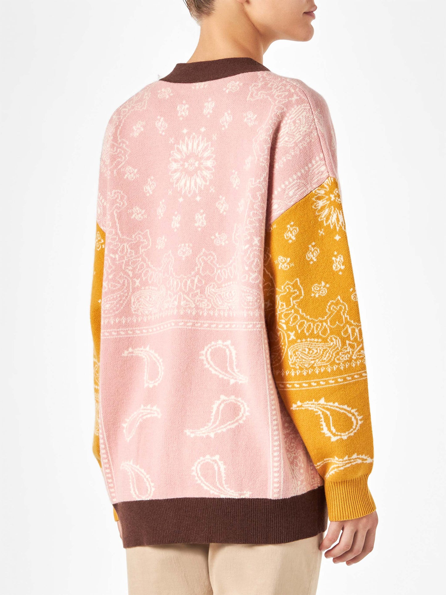 Woman cardigan with bandanna print