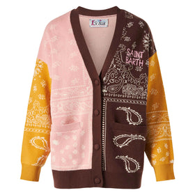 Woman cardigan with bandanna print