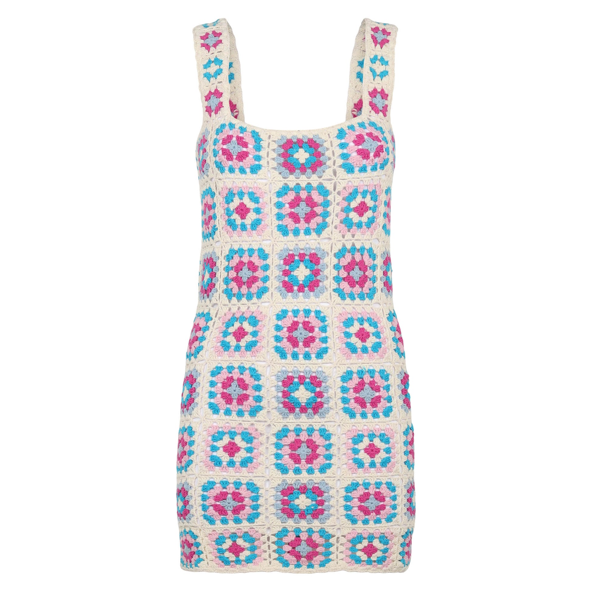 multi color crochet dress Crochet Sunshine Rainbow Mesh Dress