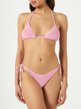 Frottee-Triangel-Bikini für Damen mit Anhängern