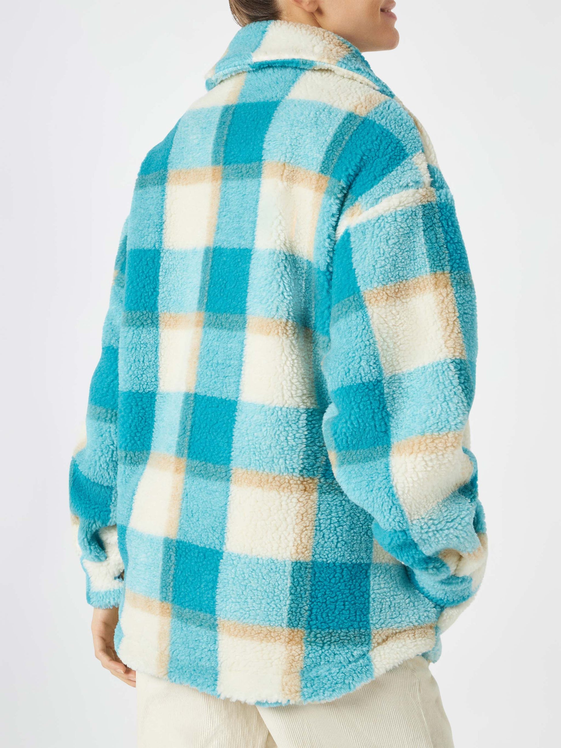 Woman sherpa overshirt with tartan pattern - MC2 Saint Barth