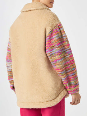 Woman sherpa overshirt with crochet details - MC2 Saint Barth