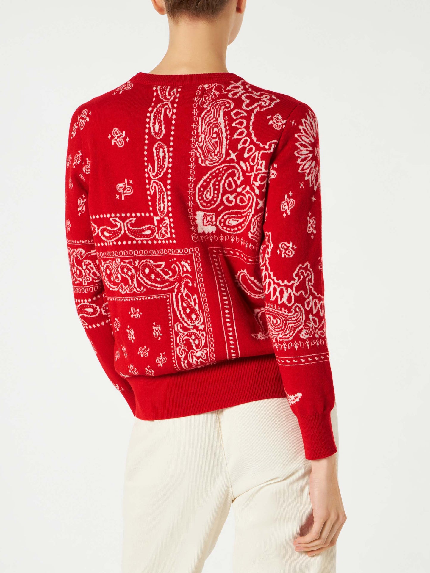 Maglione da donna con stampa bandana rossa