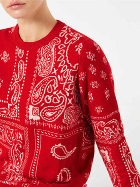 Maglione da donna con stampa bandana rossa