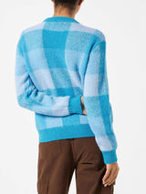 Woman brushed sweater with check pattern