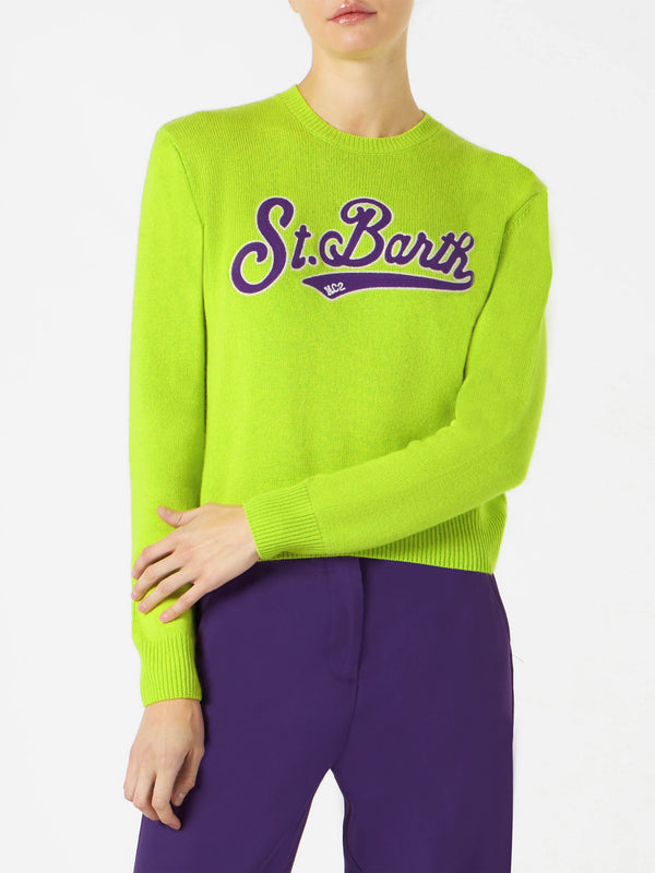 Woman acid green cropped sweater