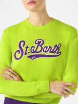 Woman acid green cropped sweater