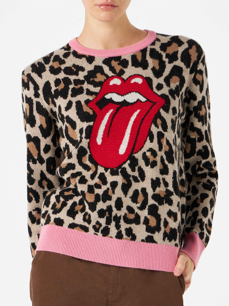 Maglia da donna garzata  con stampa animalier | EDIZIONE SPECIALE DEI ROLLING STONES®