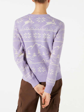 Damenpullover mit norwegischem Aufdruck und Cortina-Stickerei