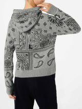 Kurz geschnittener Damen-Kapuzenpullover aus Strick mit Bandana-Print