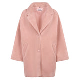 Cappotto da donna tessuto teddy rosa