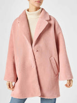 Cappotto da donna tessuto teddy rosa