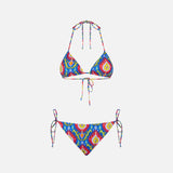 Woman triangle bikini with ikat print