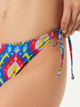 Woman triangle bikini with ikat print