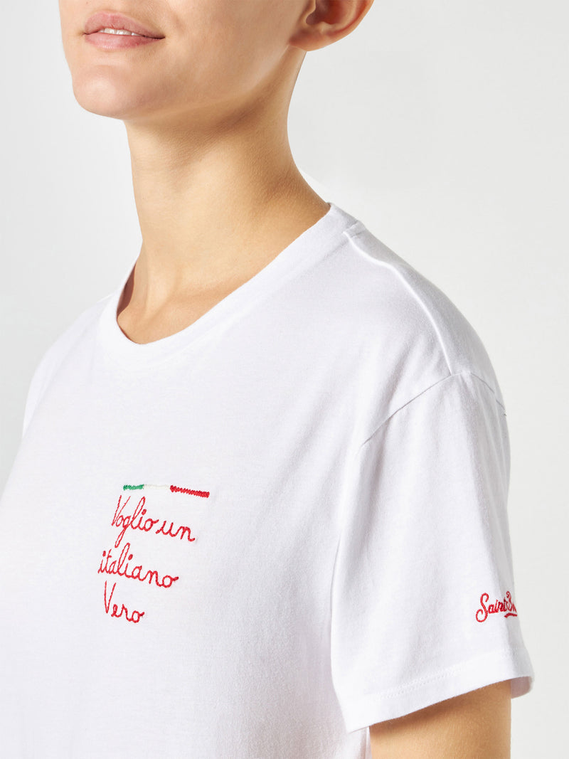 Woman cotton t-shirt with embroidery